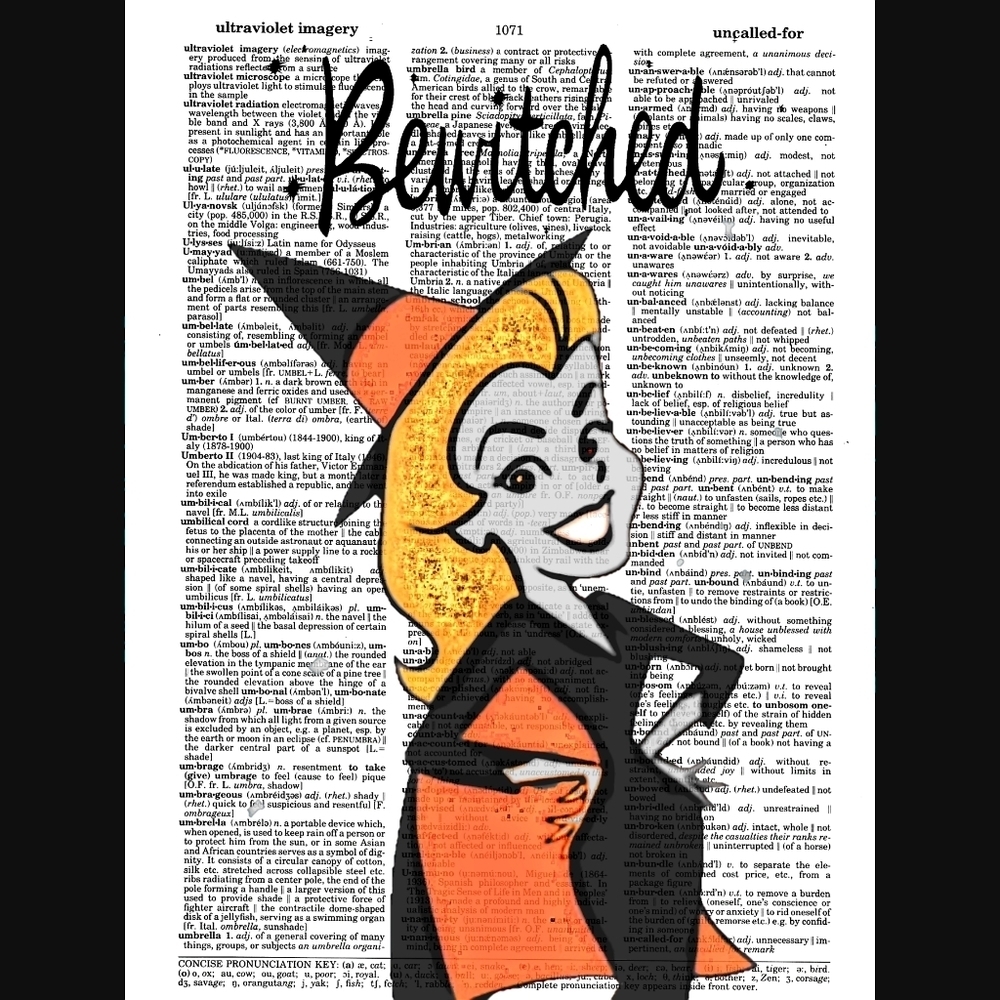 Bewitched Dictionary Art Print Witch Halloween Art